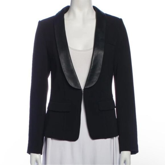 Line & Dot Leather Trim Tuxedo Blazer Jacket size medium - Picture 11 of 11